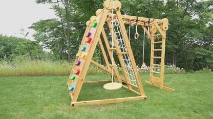 Chestnut - Outdoor and Indoor 8-in-1 Jungle Gym for Toddlers Playset