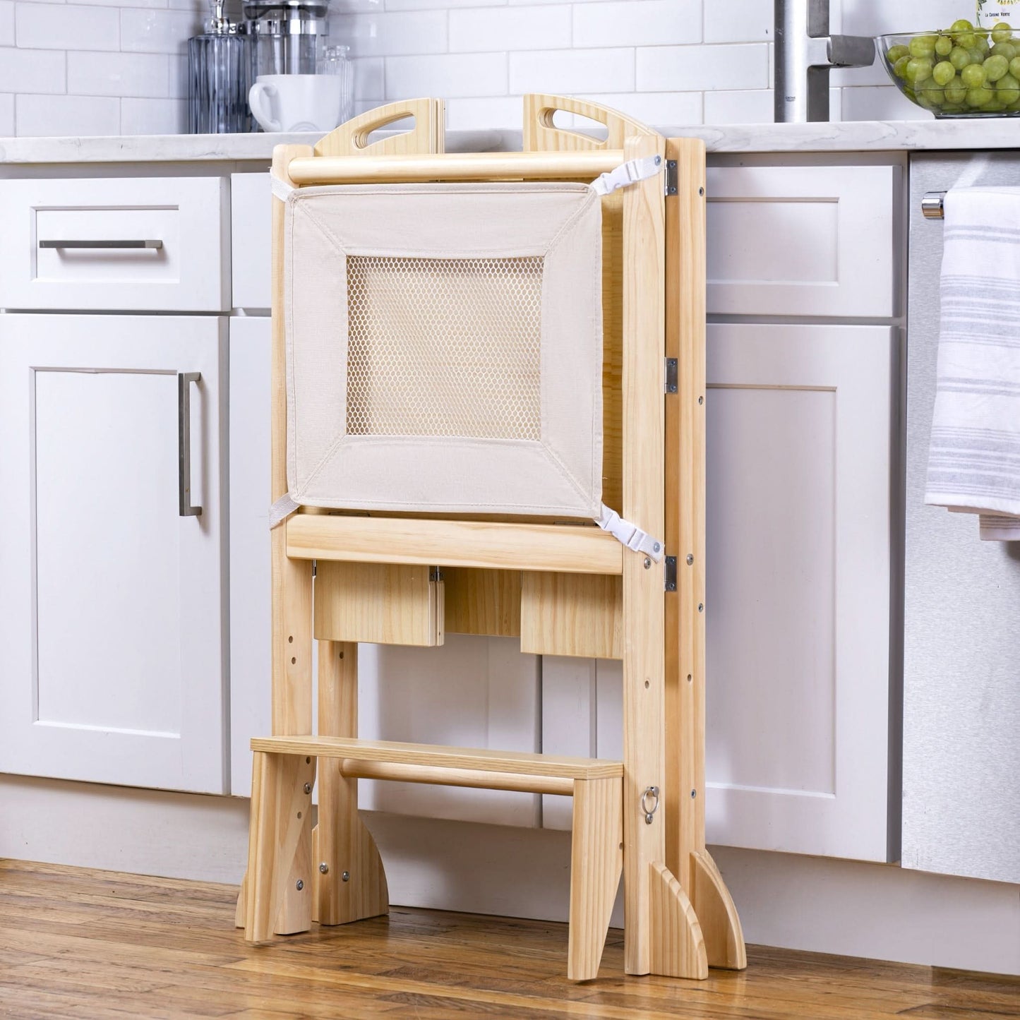 Laurel - 4 in 1 Foldable Kitchen Tower, Step Stool, Chalkboard and Slide.