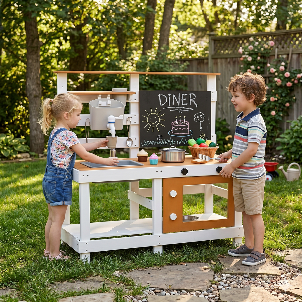 Avenlur Wald-Matschküche – Montessori-Spielküche aus Holz für den Außenbereich