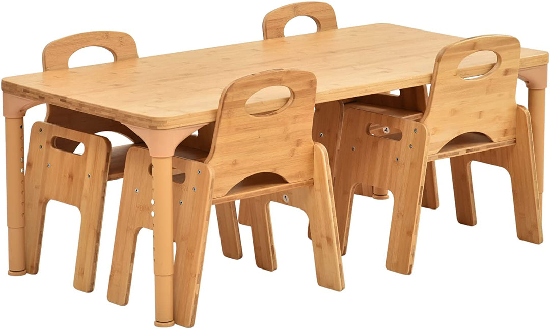 AuAg 47.2 Kid Table and 4/6 Chairs Set, Height Adjustable Toddler