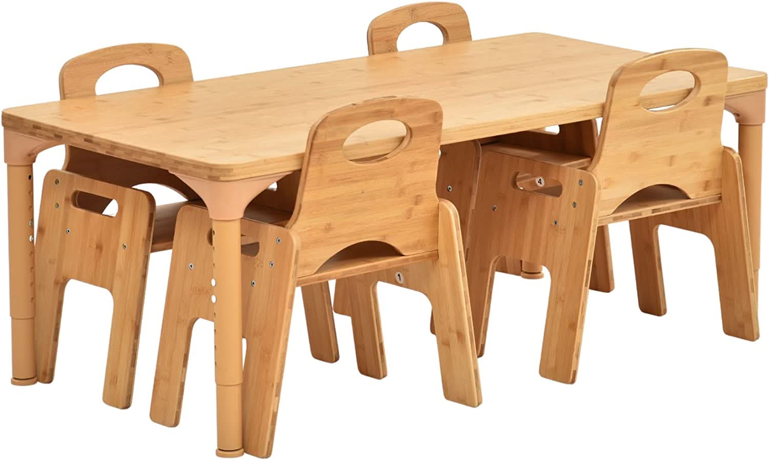 Adrian Bamboo Toddler Table and Chair 5 Piece Set