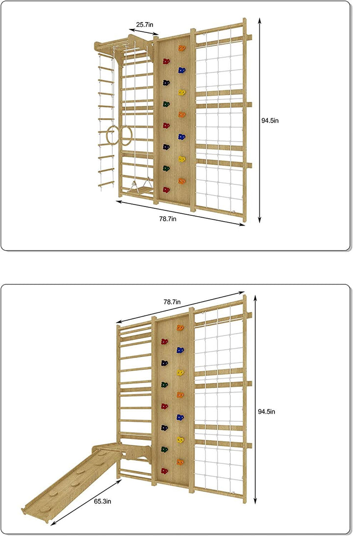 Walnut - 9-in-1 Swedish Ladder Wall Gym and Climber.