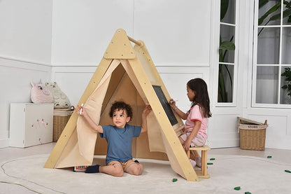 Oak - Wood Learning Tent and Climber with Desk and Chair.