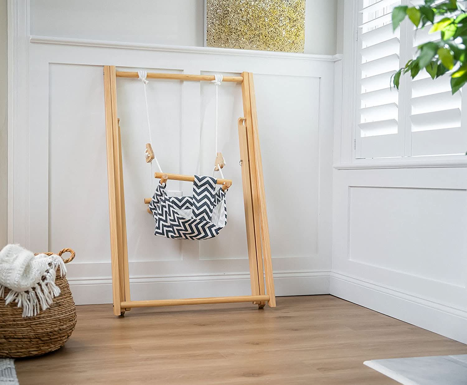 Wooden indoor best sale baby swing