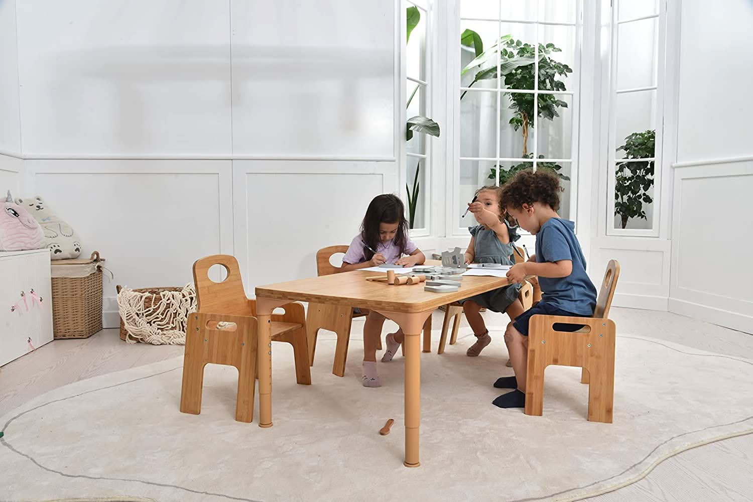 Adrian - Bamboo Toddler Table and Chair 5 Piece Set.