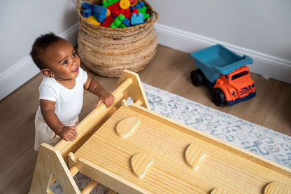 Maple - Wood Small Triangle Climbing Set with Ladder Slide and Rocker.