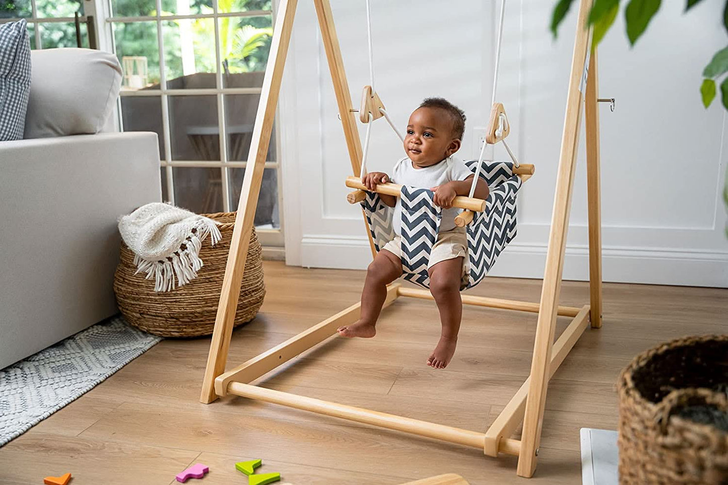 Spruce - Baby and Toddler Foldable Wooden Swing Set.