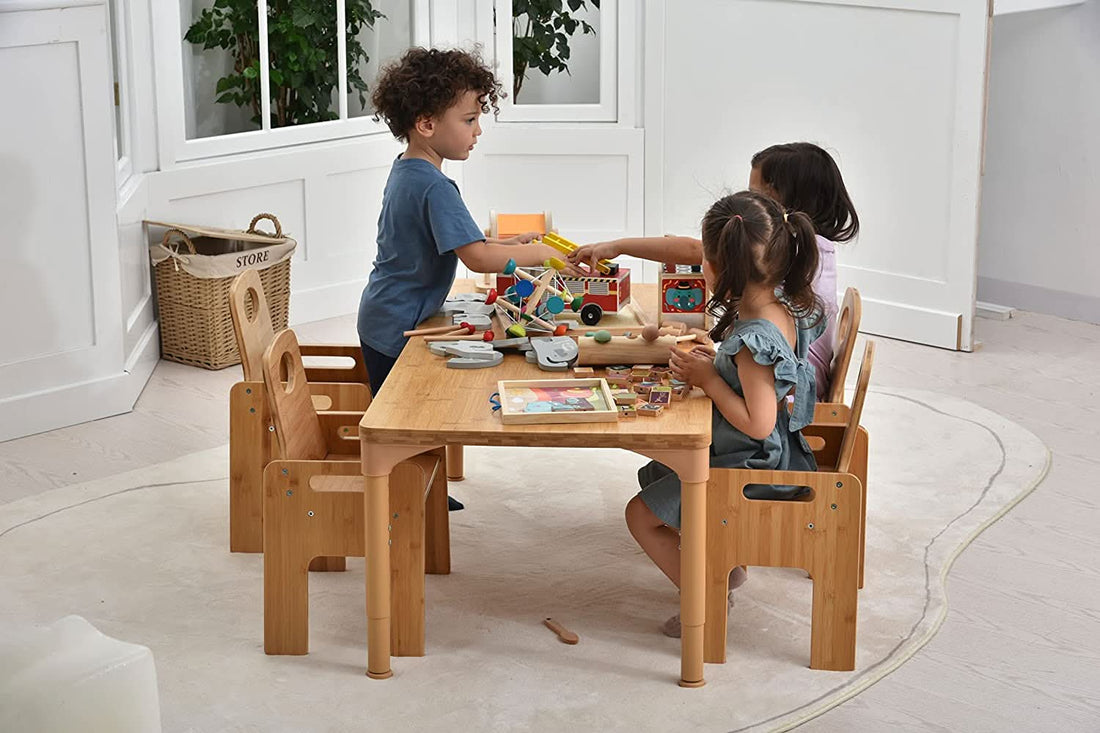 Adrian Bamboo Toddler Table and Chair 5 Piece Set