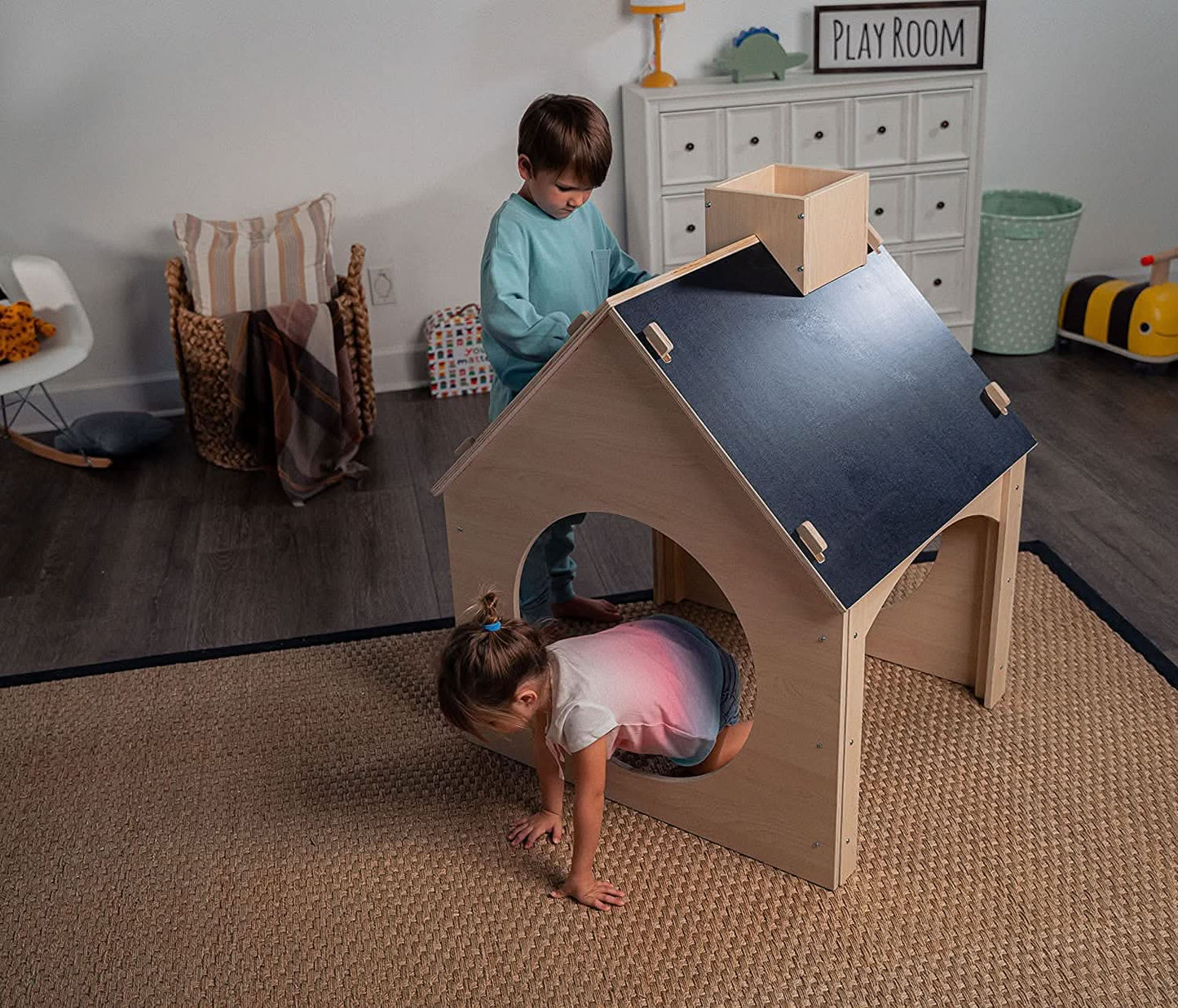 Evergreen- Children's Playhouse with Chalkboard Roof.