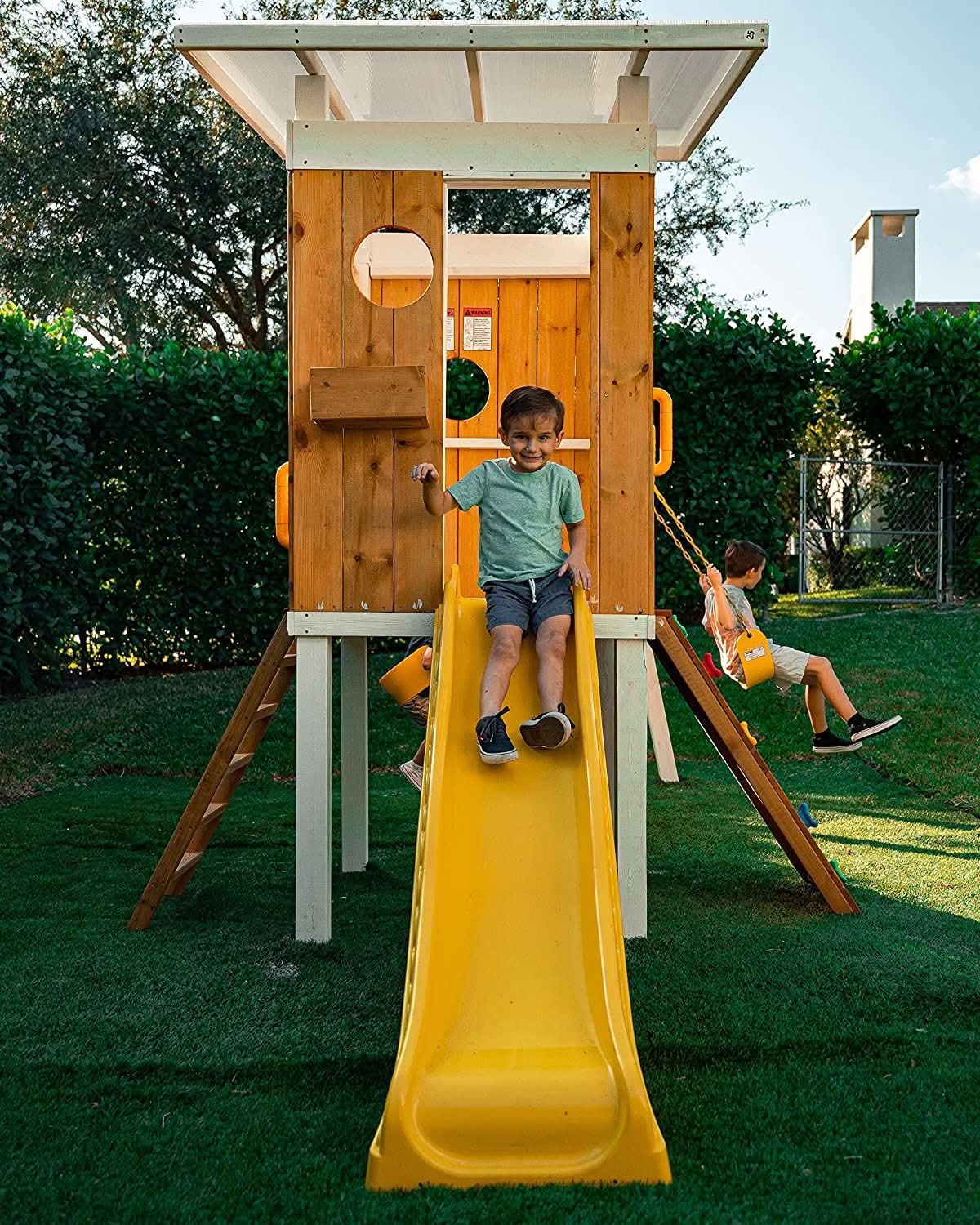 Swing set cheap 2 slides