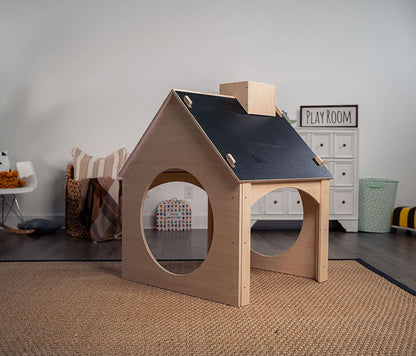 Evergreen - Avenlur's Children's Playhouse With Chalkboard - in Playroom, Side View