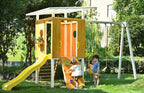 Forest - Modern Backyard Outdoor Swing Set 2 Swings And Trapeze Bar.