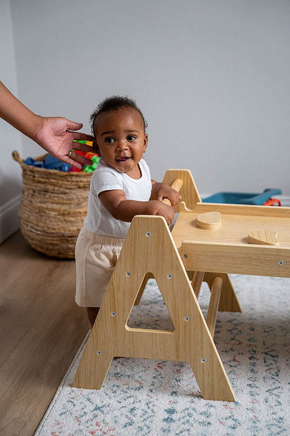 Maple - Wood Small Triangle Climbing Set with Ladder Slide and Rocker.