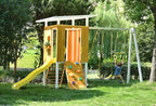 Forest - Modern Backyard Outdoor Swing Set 2 Swings And Trapeze Bar.