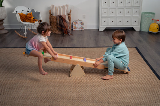 Children Playing on Willow - Avenlur's Rainbow Stepped Seesaw and Balance Beam