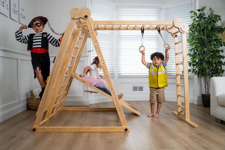 Indoor 6in1 Foldable Wooden Jungle Gym Chestnut From Avenlur