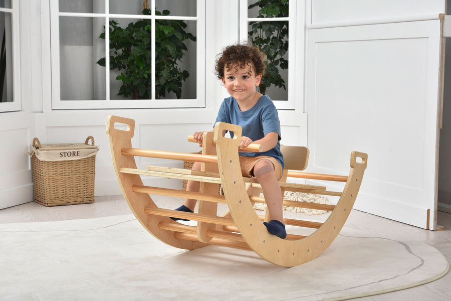 eco-friendly wooden 3 in 1 arch rocker toy