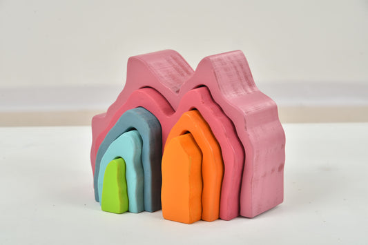 Avenlur Wooden Mountain Rainbow Stacker Toy Puzzle Blocks