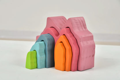 Wooden Mountain Rainbow Stacker Toy Puzzle Blocks.