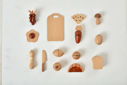 Wooden Play Food Sets for Kids Kitchen.