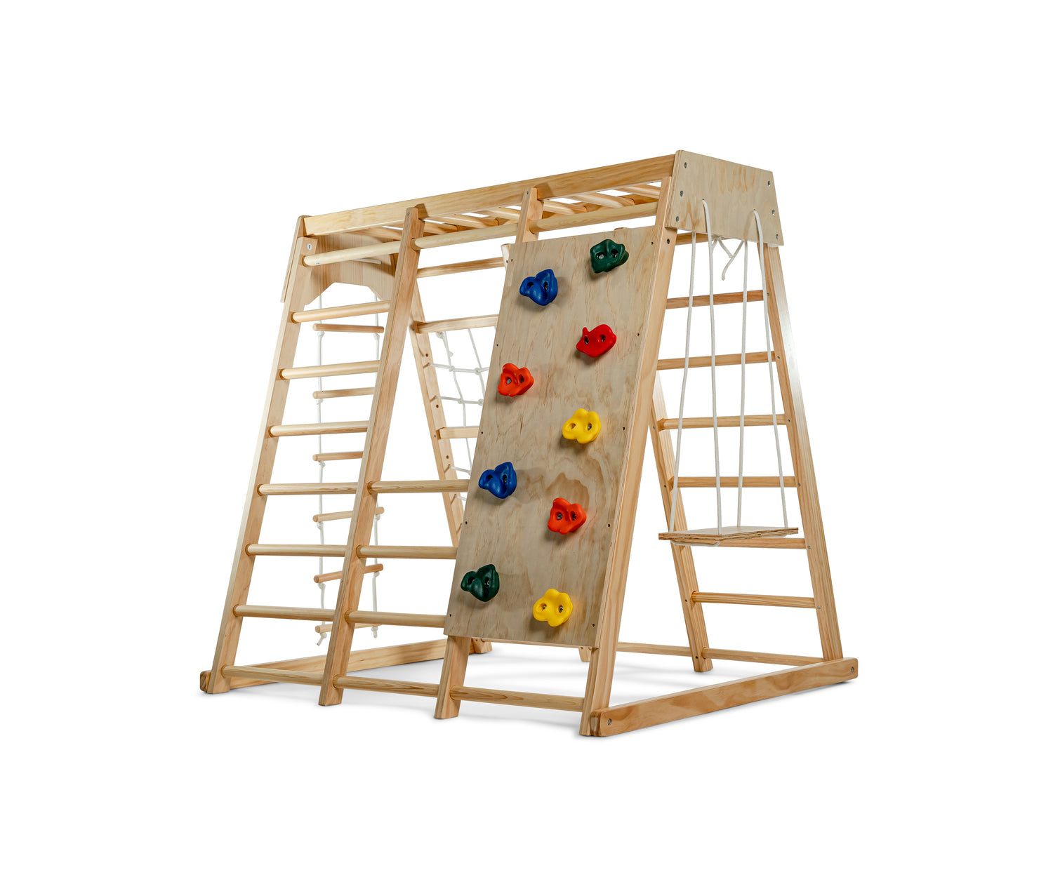 Avenlur's Magnolia Natural Color Real Wood Large Climber Playset - Back View