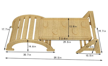 Maple - Wood Small Triangle Climbing Set with Ladder Slide and Rocker.