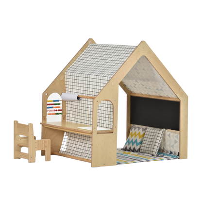 Inviting Side View of Flair - Avenlur's Wood Indoor Playhouse with Desk and Chair