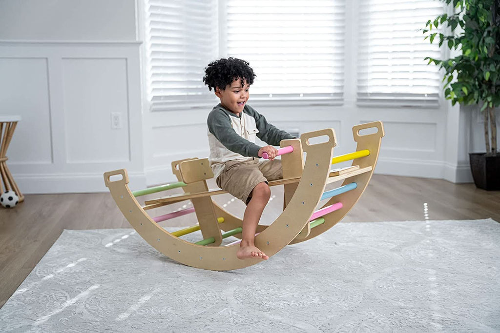 Avenlur Bailis rocker ways to play: rock, climb, crawl and balance
