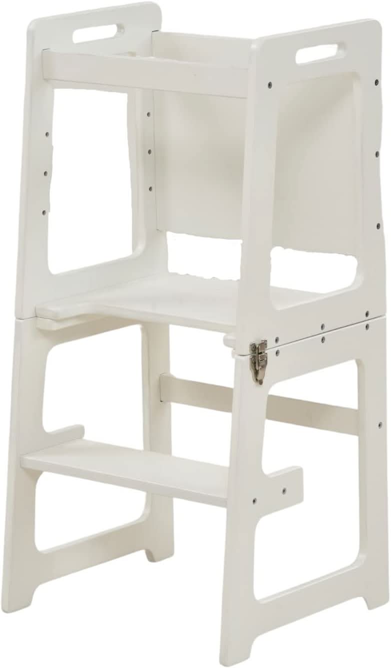 Avenlur Date kitchen tower used as a toddler stool