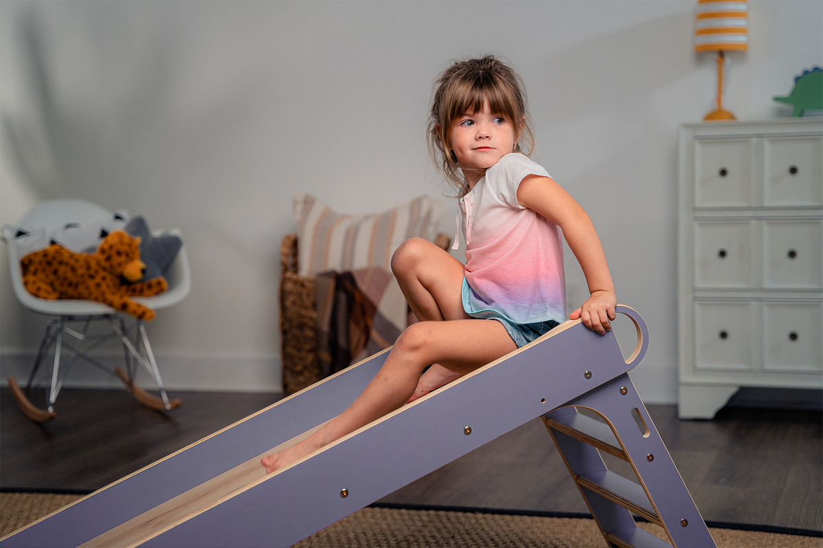 Avenlur Holland indoor folding slide with purple ramp