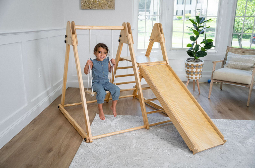 Avenlur Juniper toddler climbing toy with swing for gross motor play