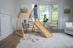 Avenlur Juniper wooden climbing frame for toddlers with rope swing