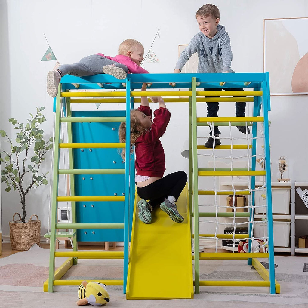 Avenlur Magnolia indoor jungle gym for kids with slide, swing and rope ladder