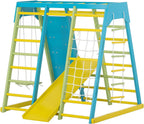 Avenlur Magnolia wooden jungle gym for kids with rock wall and swing