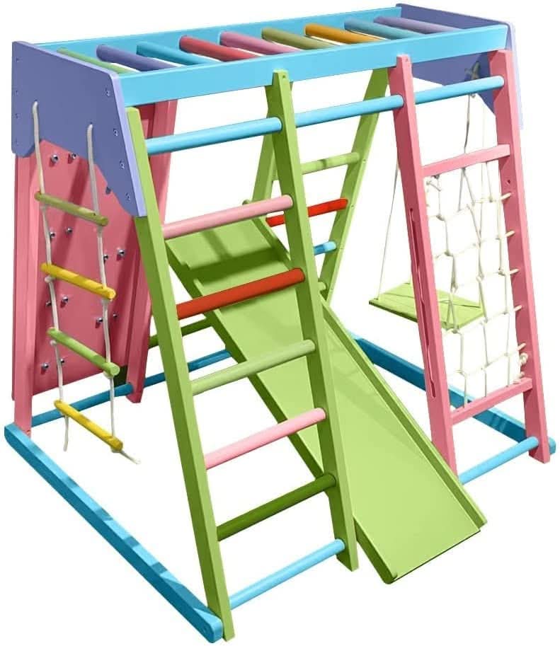 Avenlur Magnolia jungle gym for kids with ladder, climbing net and slide