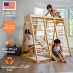 Avenlur Magnolia toddler indoor jungle gym with rock climbing wall and swing