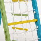Close-up of the rope ladder on the Avenlur Magnolia full color wooden indoor jungle gym