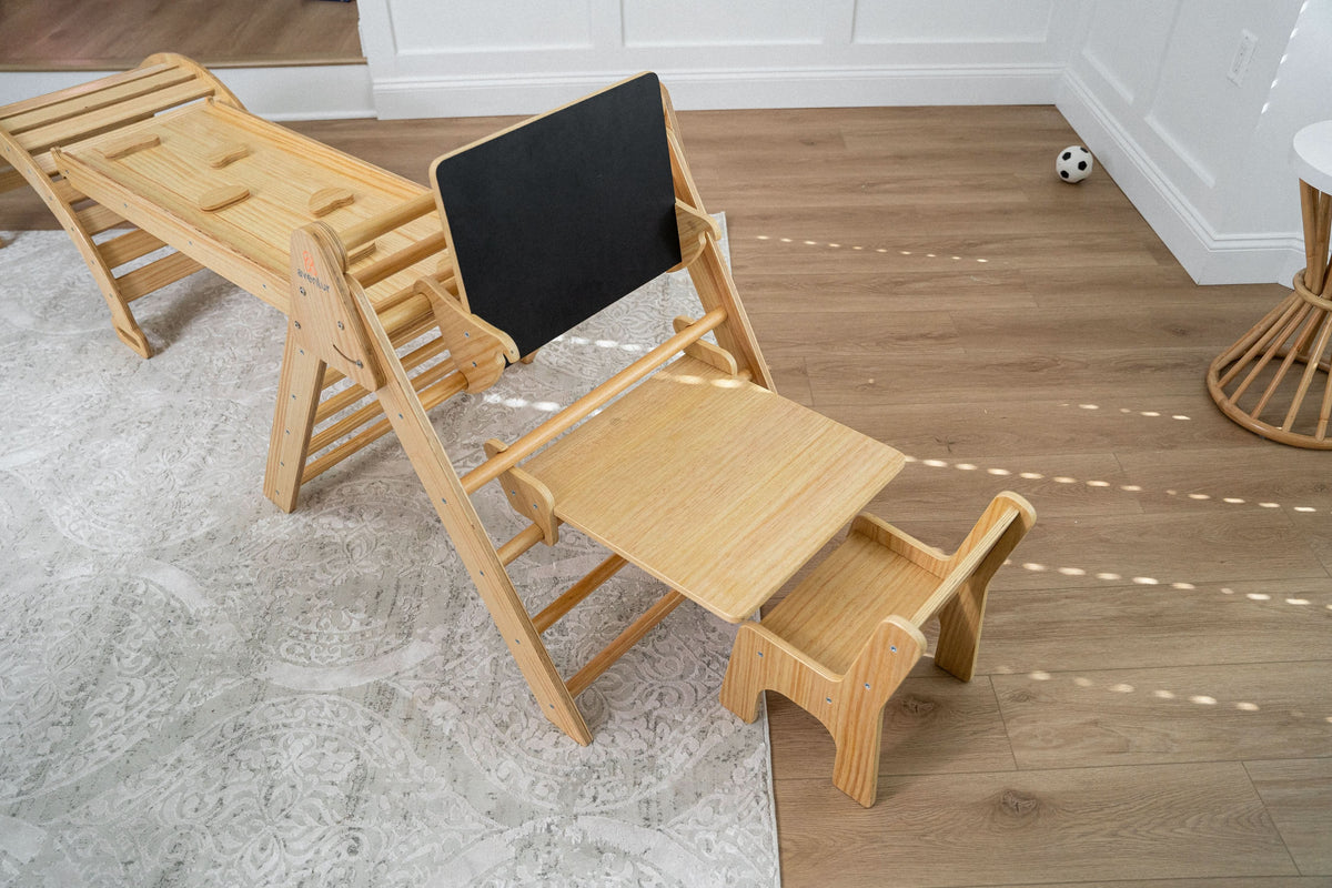 Avenlur desk and chair attachment for the Hazel and Olive Pikler triangle