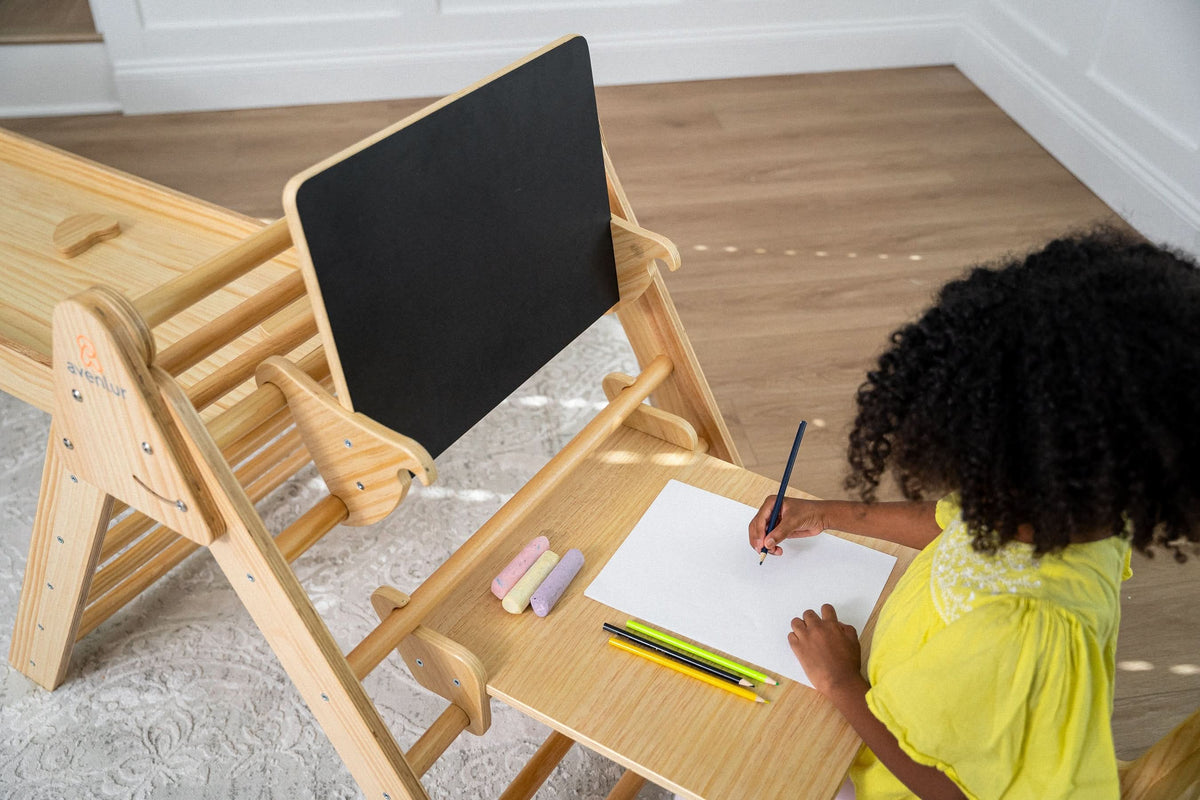 Avenlur Pikler desk attachment solid wood detail