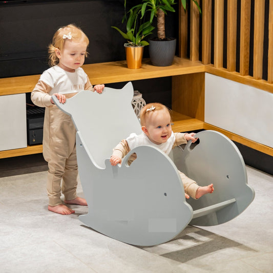 Little Kids Playing in Living Room on Ellery - Avenlur's Dolphin Rocking Chair For Children Ages 2+