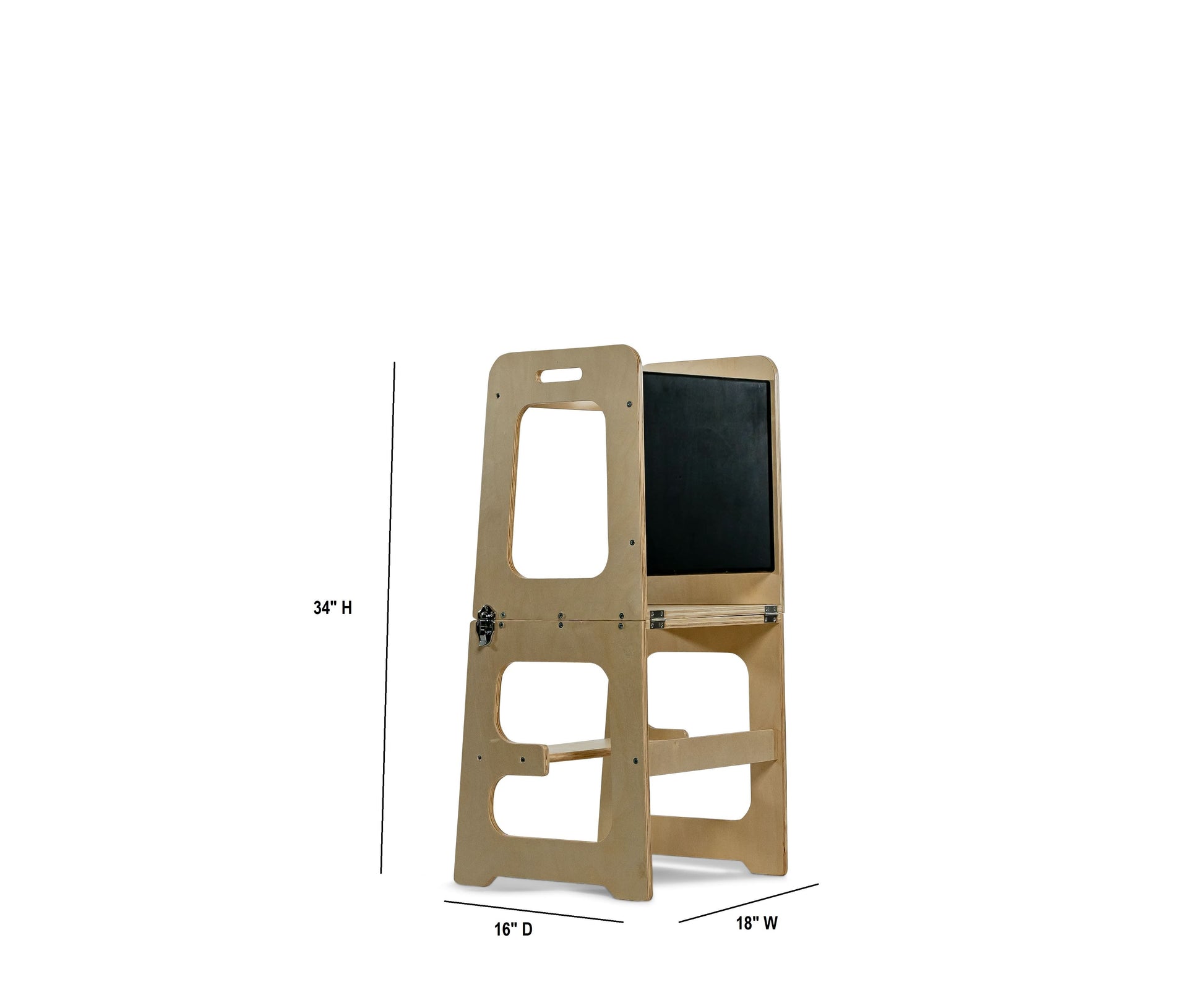 The Date, Avenlur's Patented Step Stool and Chalkboard - Showing Dimensions