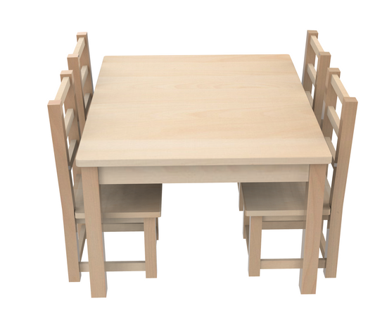 Adren - Avenlur's Sturdy Natural Wooden Table and 4 Chair Set